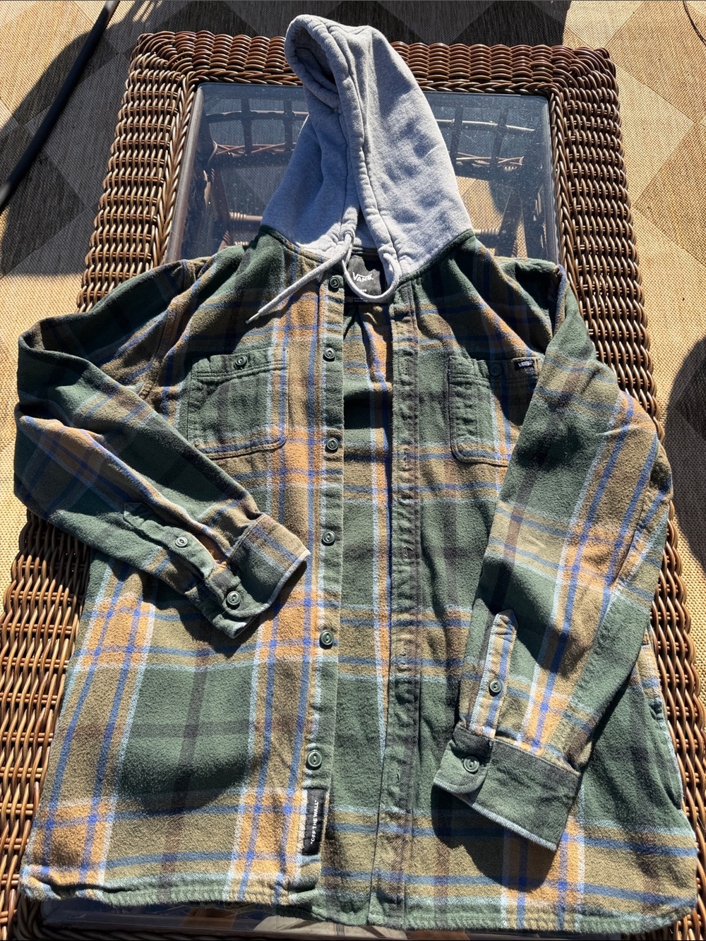 Vans Lopes Hooded Flannel Shirt Mens Large